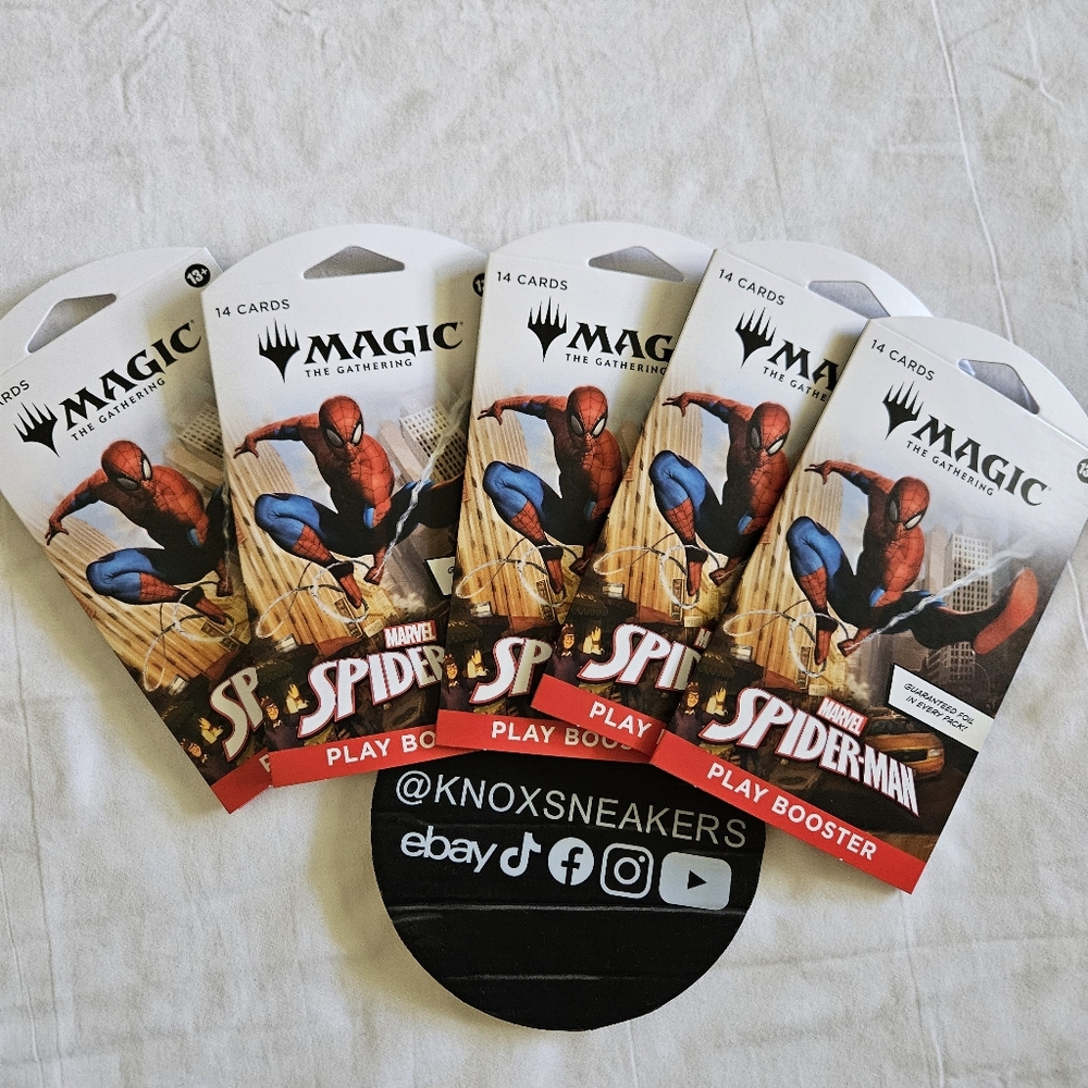 LOT OF 5 MTG: Magic The Gathering Marvel Spider-Man Play Sleeved Booster Pack